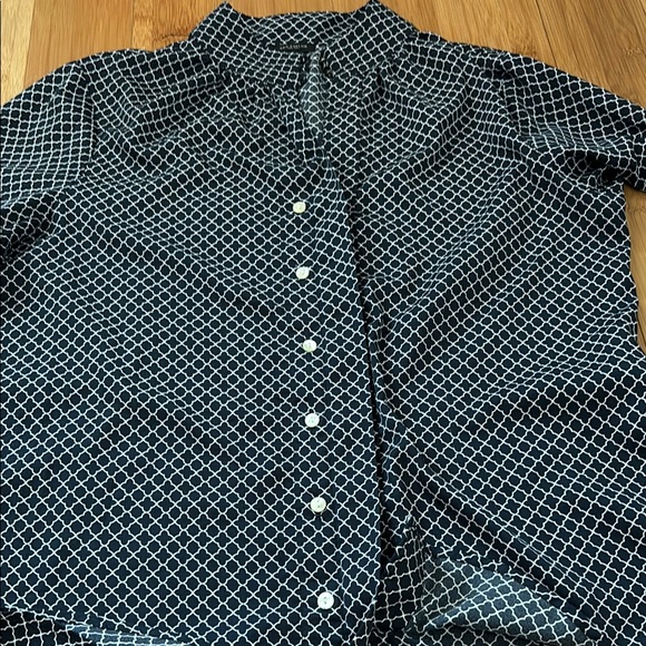 Ann Taylor Navy and White Button Down Shirt - Picture 5 of 6